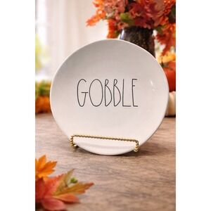 Rae Dunn GOBBLE Dinner Plate Thanksgiving Ceramic 10" Farmhouse Decor NEW